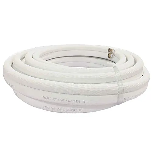 Wostore 50 Ft. Copper Pipes 3/8" & 5/8" for Mini Split Air Conditioner Insulated Coil Line Set 1/2" PE Made in USA HVAC Refrigerant with Nuts