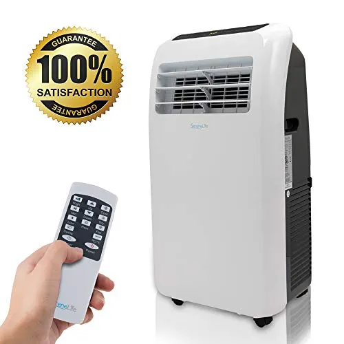 SereneLife 10,000 BTU Portable Air Conditioner + 9,000 BTU Heater, 4-in-1 AC Unit with Built-in Dehumidifier, Fan Modes, Remote Control, Complete Window Exhaust Kit for Rooms Up to 350 Sq. Ft